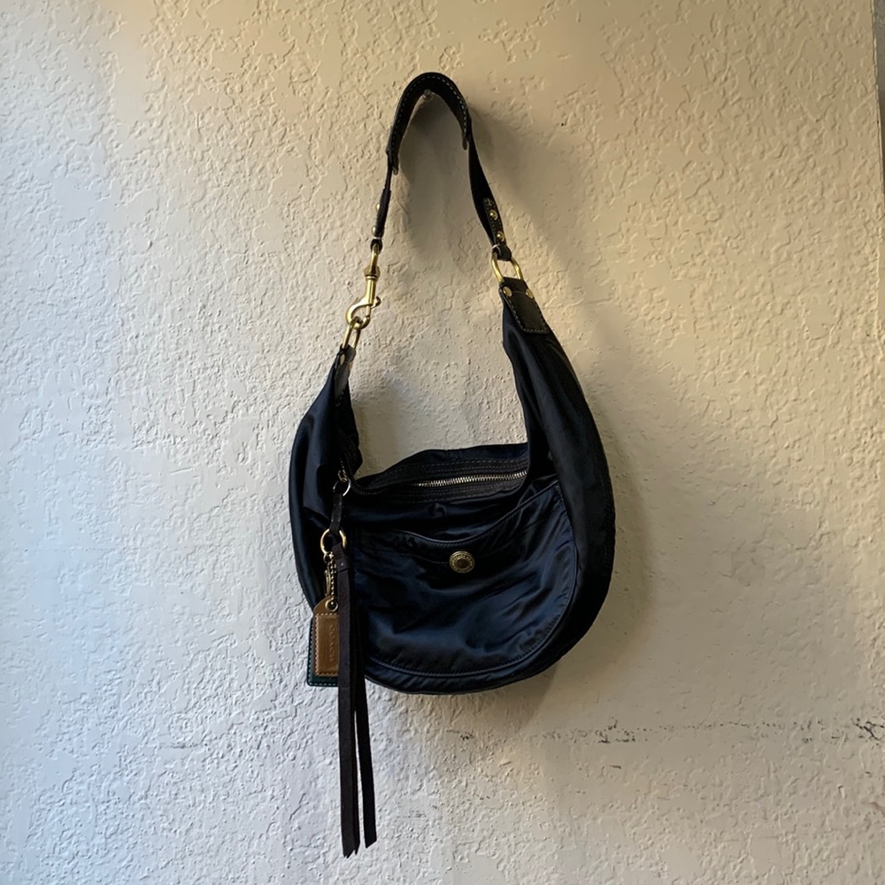 Coach Satin Shoulder Hobo bag Black